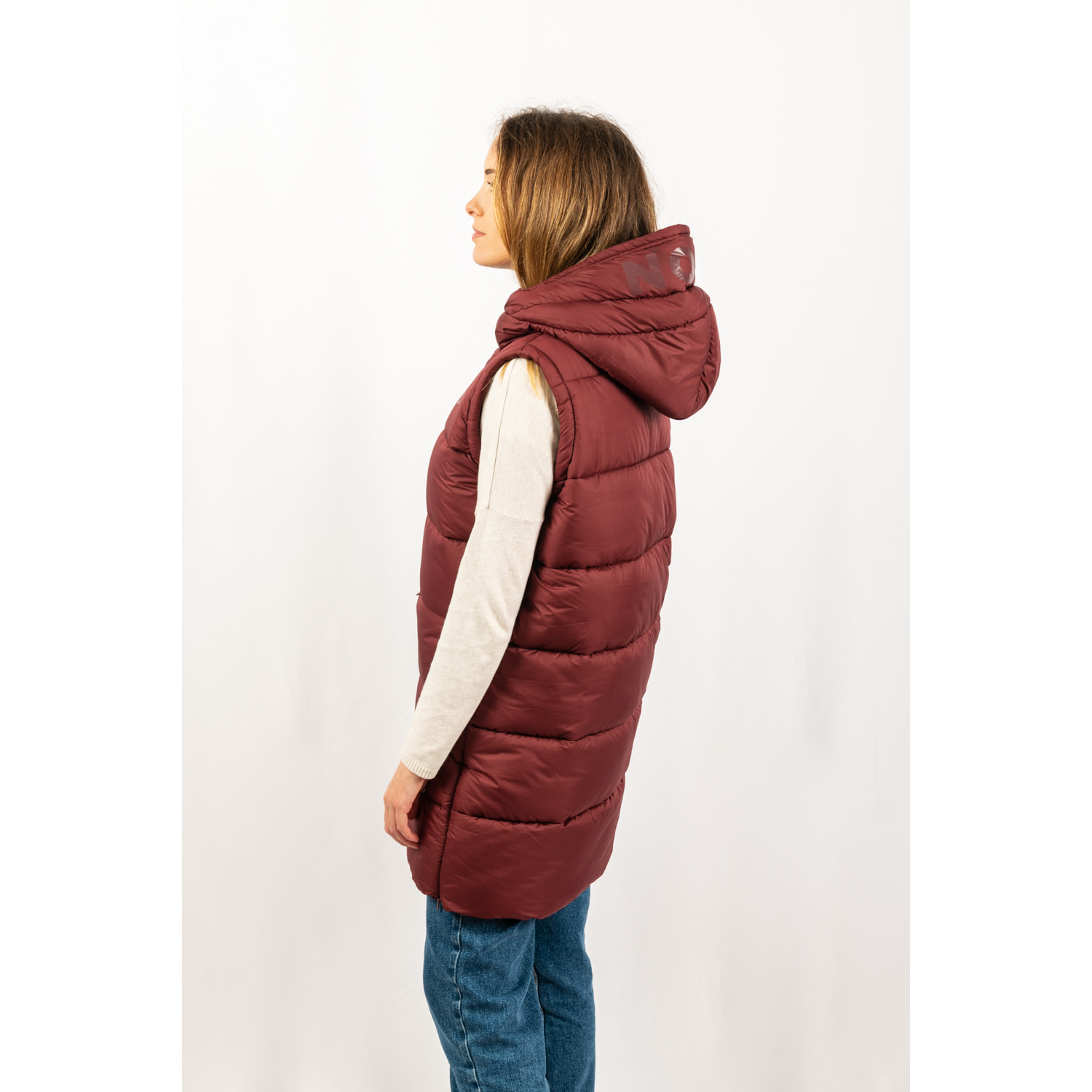 Chaleco para mujer ECOON Barcelona Long Vest - granate oscuro