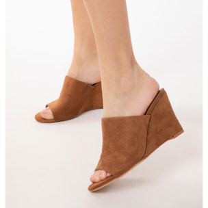 Mules open toe cognac tacco 10,5 cm