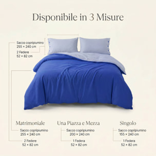 Parure copripiumino singolo in cotone bicolore morbido e traspirante, set sacco copripiumino con federa, design semplice ed elegante, tessuto resistente e certificato OEKO-TEX, facile da lavare, comfort naturale per uso quotidiano