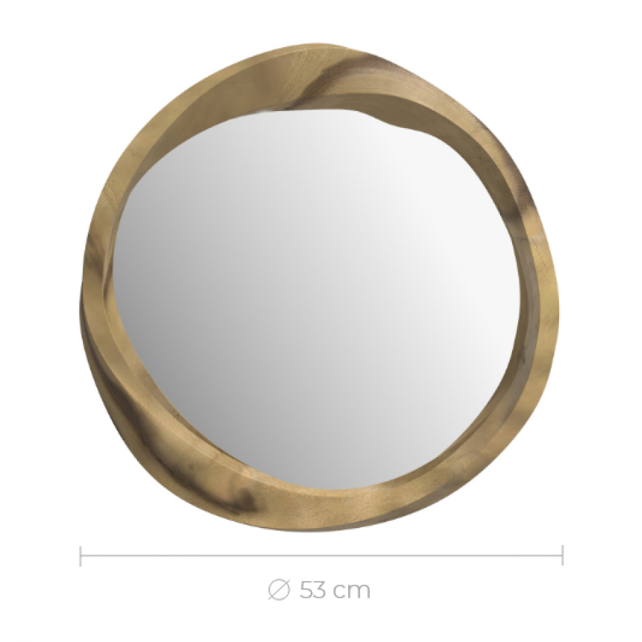 Miroir rond en bois clair de suar ondulé D53 cm - Yong
