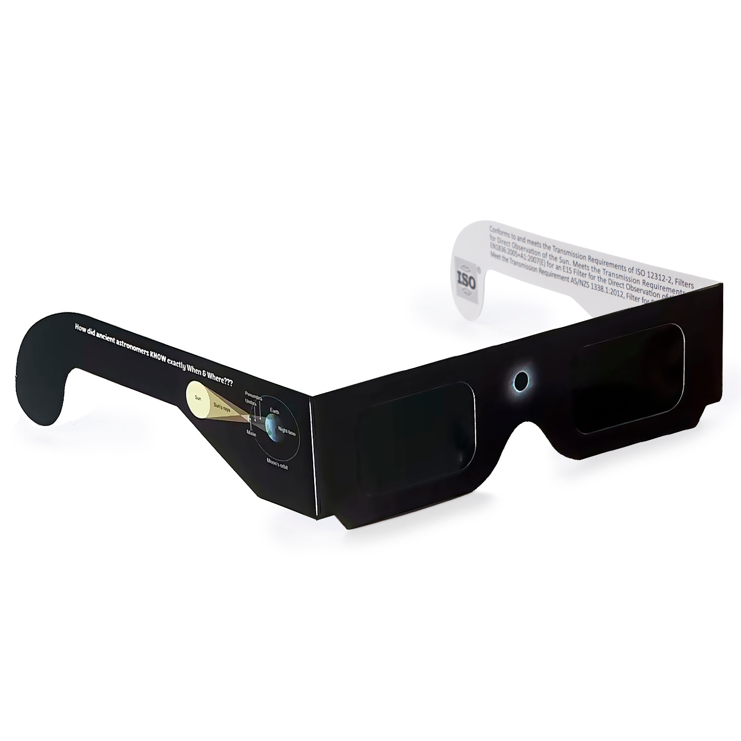 Pack de 10 gafas especialmente diseñadas para la observación de eclipses solares. Homologadas ISO 12312-2:2015. Diseño eclipse.
