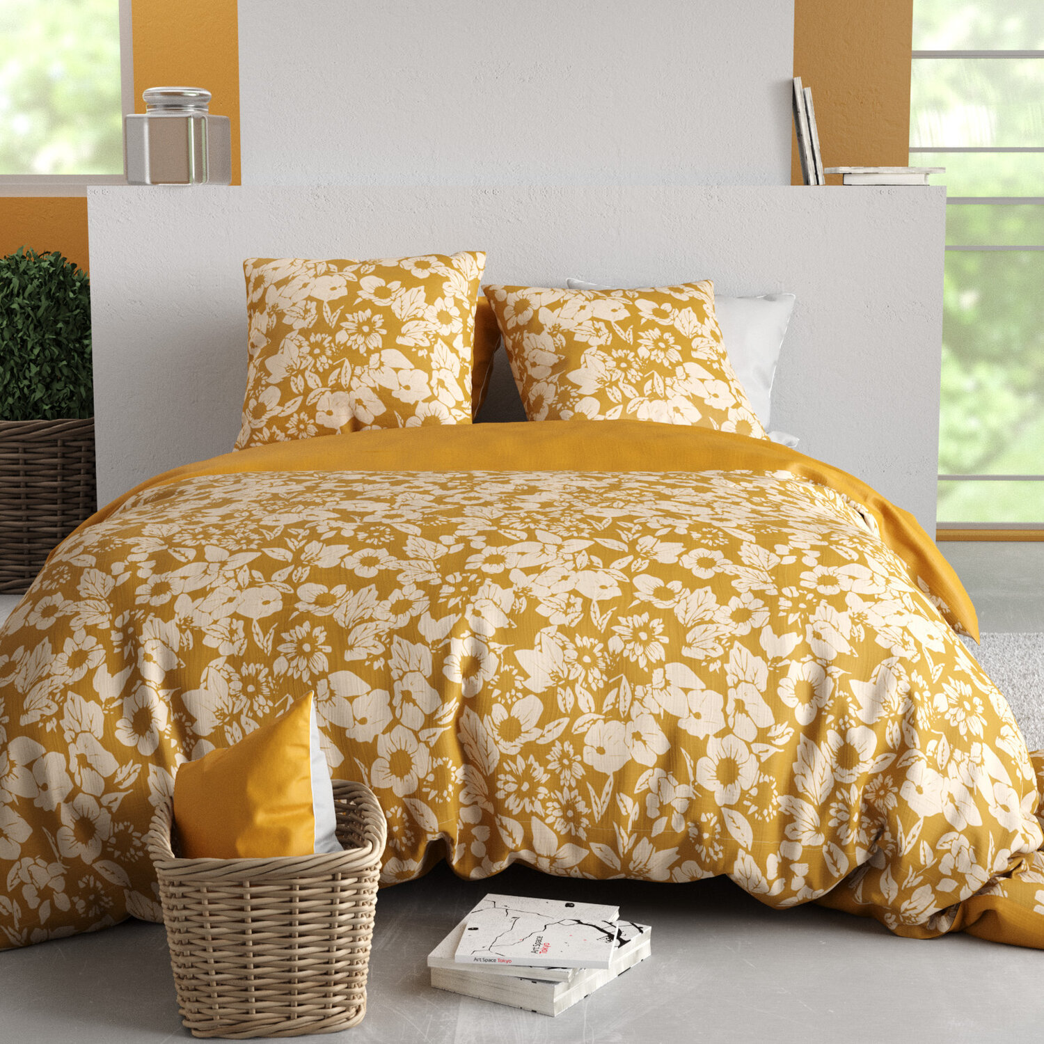 Parure housse de couette 100% coton à motifs gris - molly