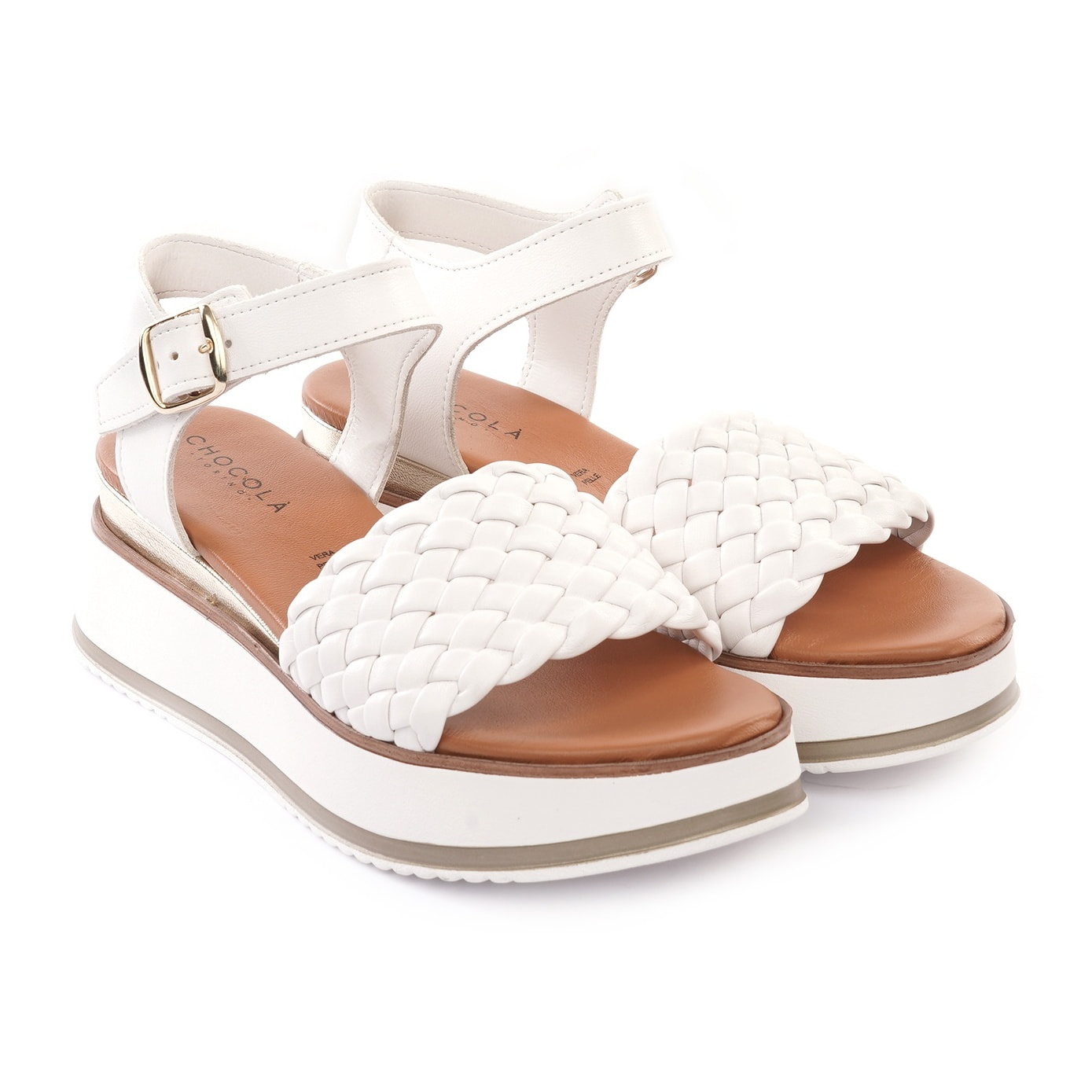 SANDALO ZEPPA TRECCIA BIANCO