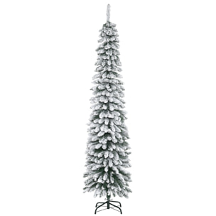 HOMCOM Árbol de Navidad Artificial 210 cm con Nieve Ignífugo con 490 Ramas Hojas de PVC Base Plegable y Soporte Metálico Decoración Navideña para Interiores Verde