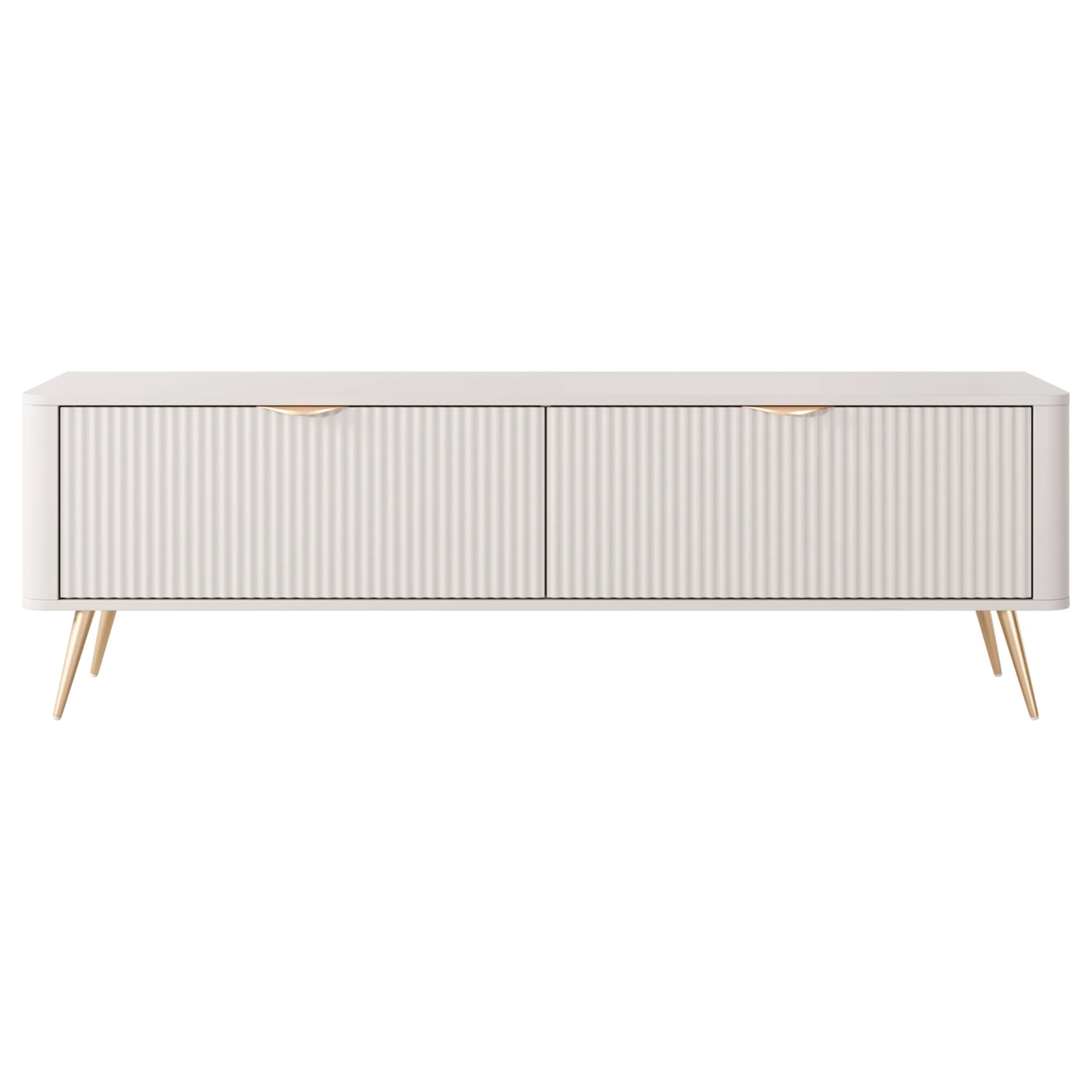 Mobile Porta TV Moderno Con Ante Cannettate Mobiletto Con 2 Ante A Ribalta E Vani Contenitore Design Moderno Soggiorno Salotto Living Home Rostock 163.2 x 38 x 51.2 Cm Cashmere