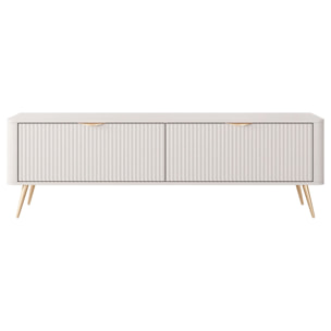 Mobile Porta TV Moderno Con Ante Cannettate Mobiletto Con 2 Ante A Ribalta E Vani Contenitore Design Moderno Soggiorno Salotto Living Home Rostock 163.2 x 38 x 51.2 Cm Cashmere