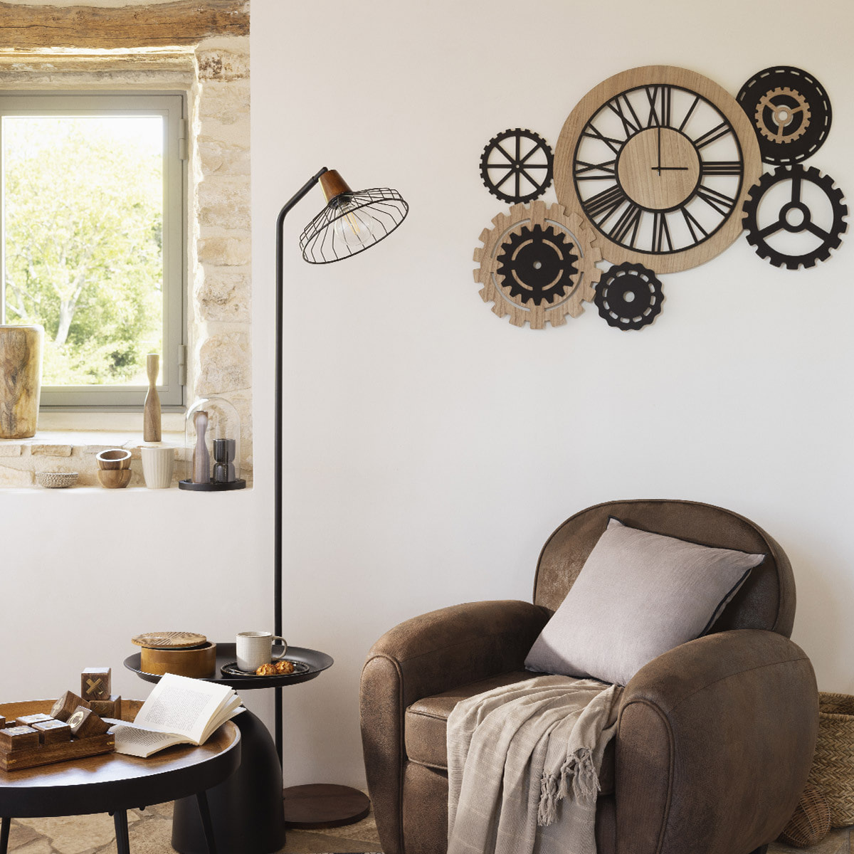 Lampadaire droit "Cafe" en métal H163cm noir