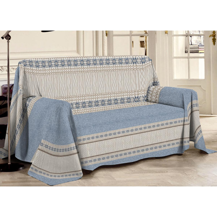 Telo Arredo Multiuso Copritutto 100% Cotone Maglia Blu