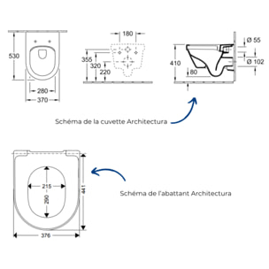 Cuvette WC suspendu sans bride VILLEROY & BOCH Architectura avec abattant