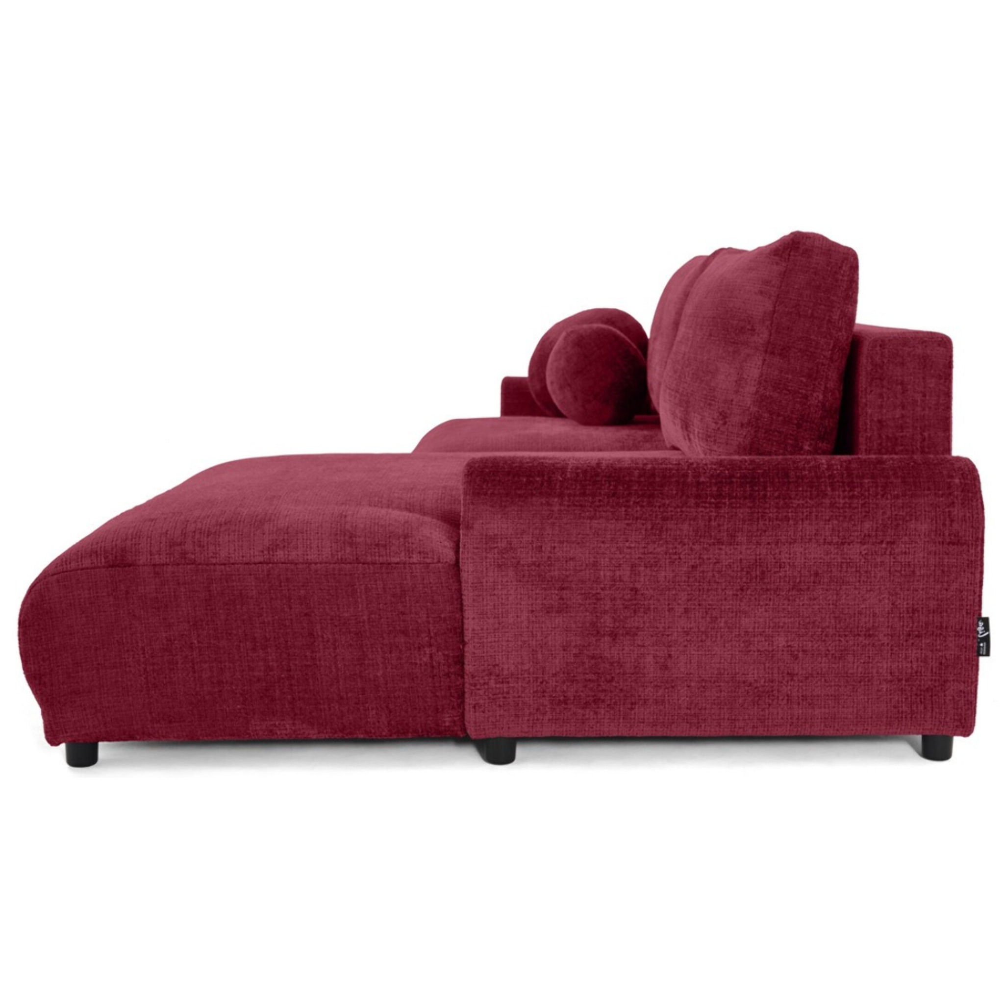 Nelly - canapé d'angle droit 4 places convertible avec coffre en velours texturé - Prune