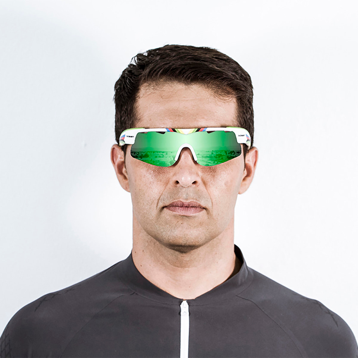 Gafas de ciclismo OCEAN ALPINE - Color blanco / Verde y campeón con lente revo verde
