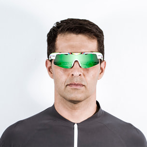 Gafas de ciclismo OCEAN ALPINE - Color blanco / Verde y campeón con lente revo verde