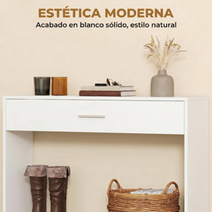 Recibidor de Entrada con Espejo, Cajón y Estante, Mueble de Recibidor de 2 Piezas con Mesa Consola y Espejo, Diseño Antivuelco, para Pasillo, 91,5x27,9x85,5 cm, Blanco