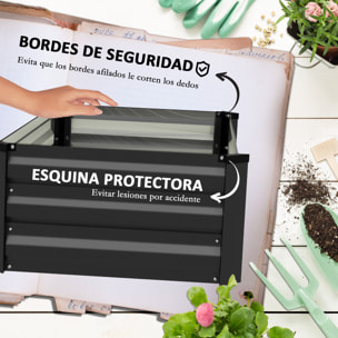 Juego de 2 Jardineras de Exterior de Acero Huerto Urbano Rectangular para Cultivos Plantas Flores para Patio Jardín 100x60x30 cm Gris Oscuro