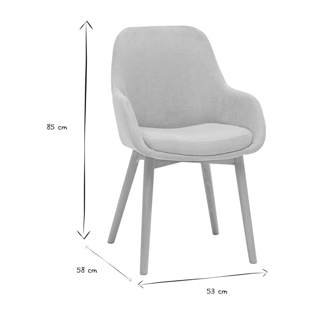 Fauteuils scandinaves en tissu effet velours beige et bois clair massif (lot de 2) HOLO