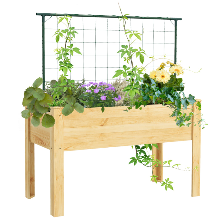 Huerto Urbano Elevado con Enrejado Mesa de Cultivo Jardinera Elevada para Trepar Enredaderas de Verduras Plantas Flores Carga 300 kg 120x60x75 cm Natural