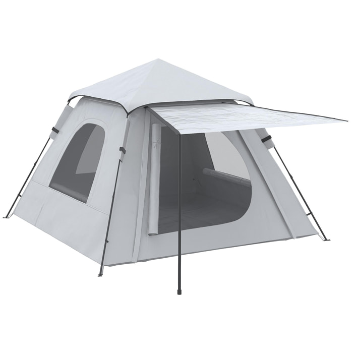 Tente de camping automatique pop up 2-3 pers. - porche, sac de transport - dim. 210L x 210l x 150H cm - gris clair