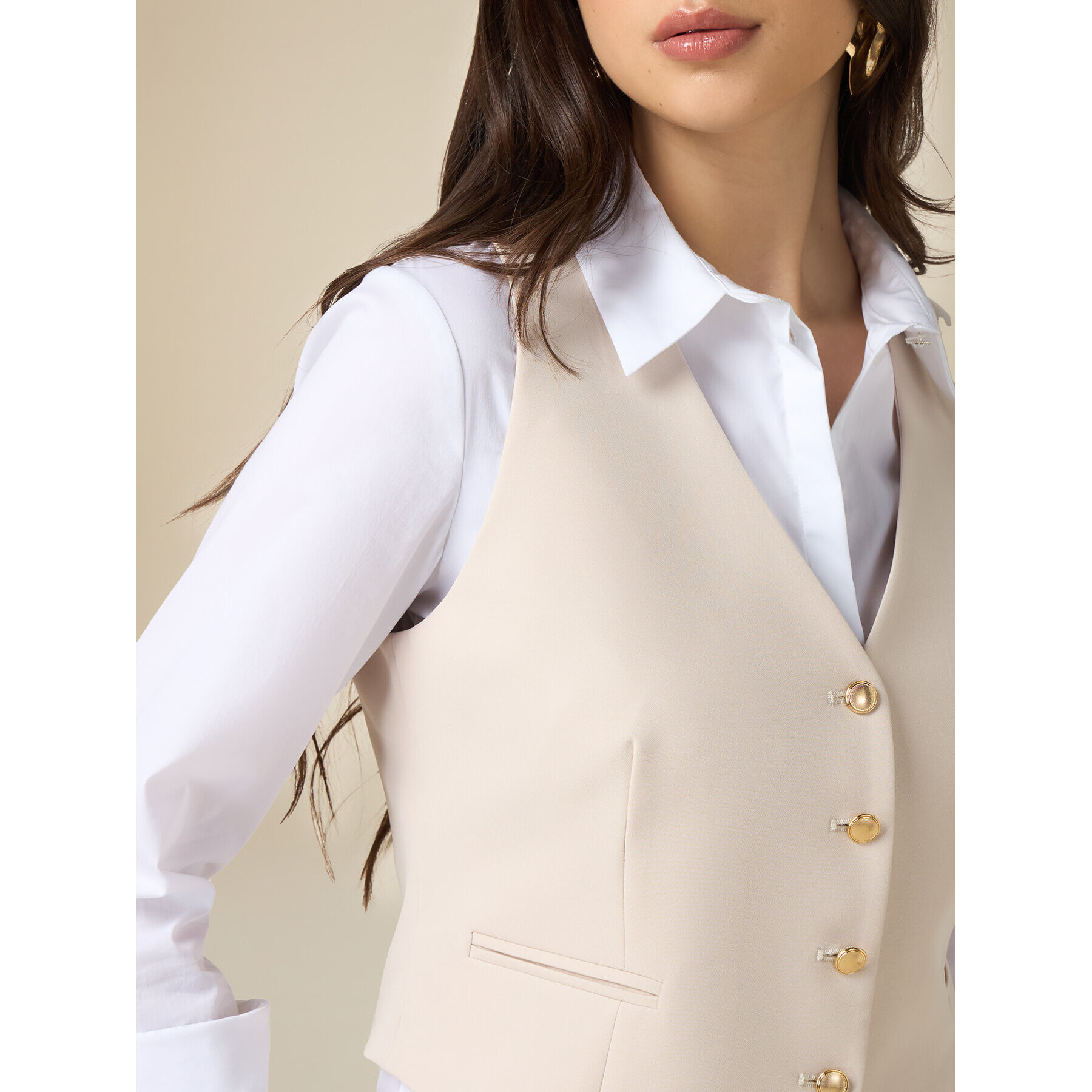 Oltre - Gilet in tessuto tecnico - Beige