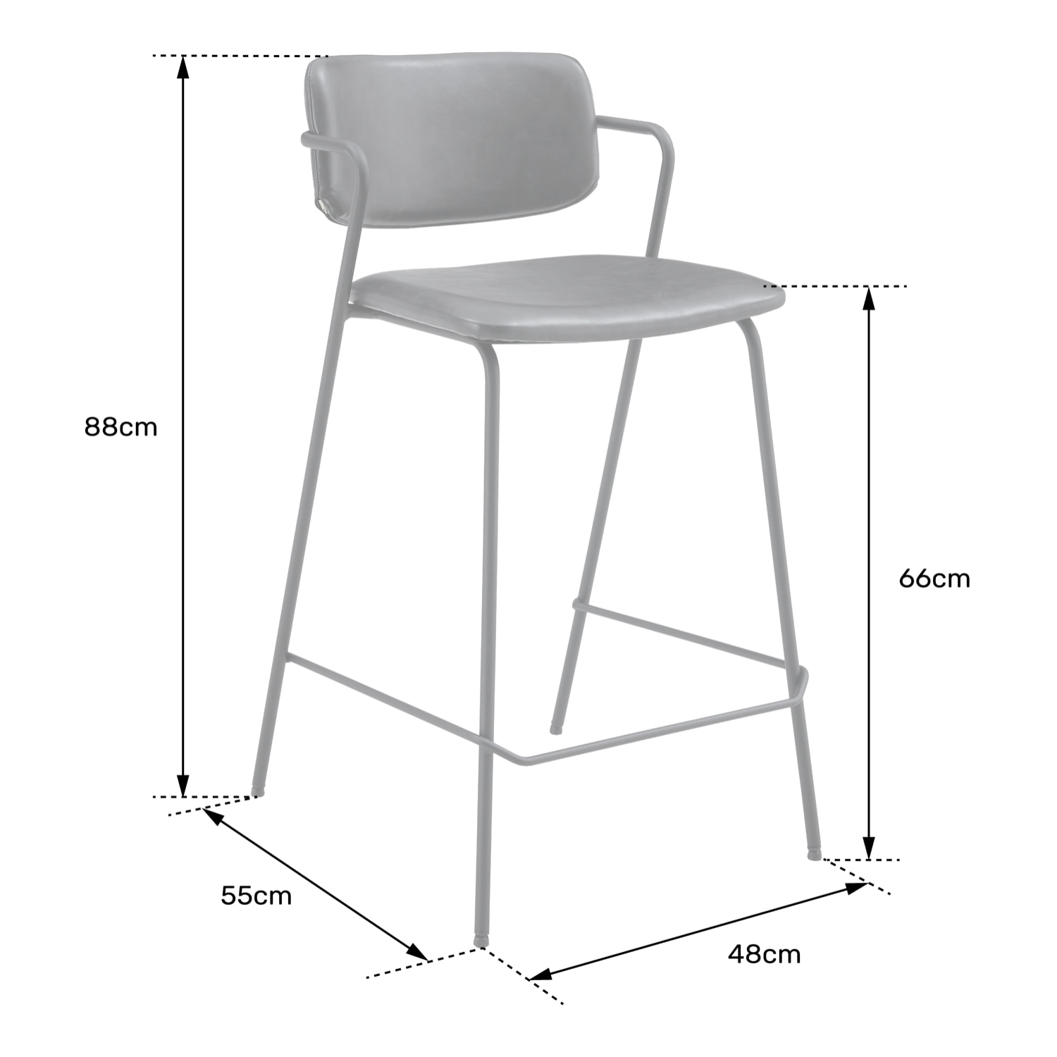 Lot de 2 tabourets de bar en simili noir LÉON