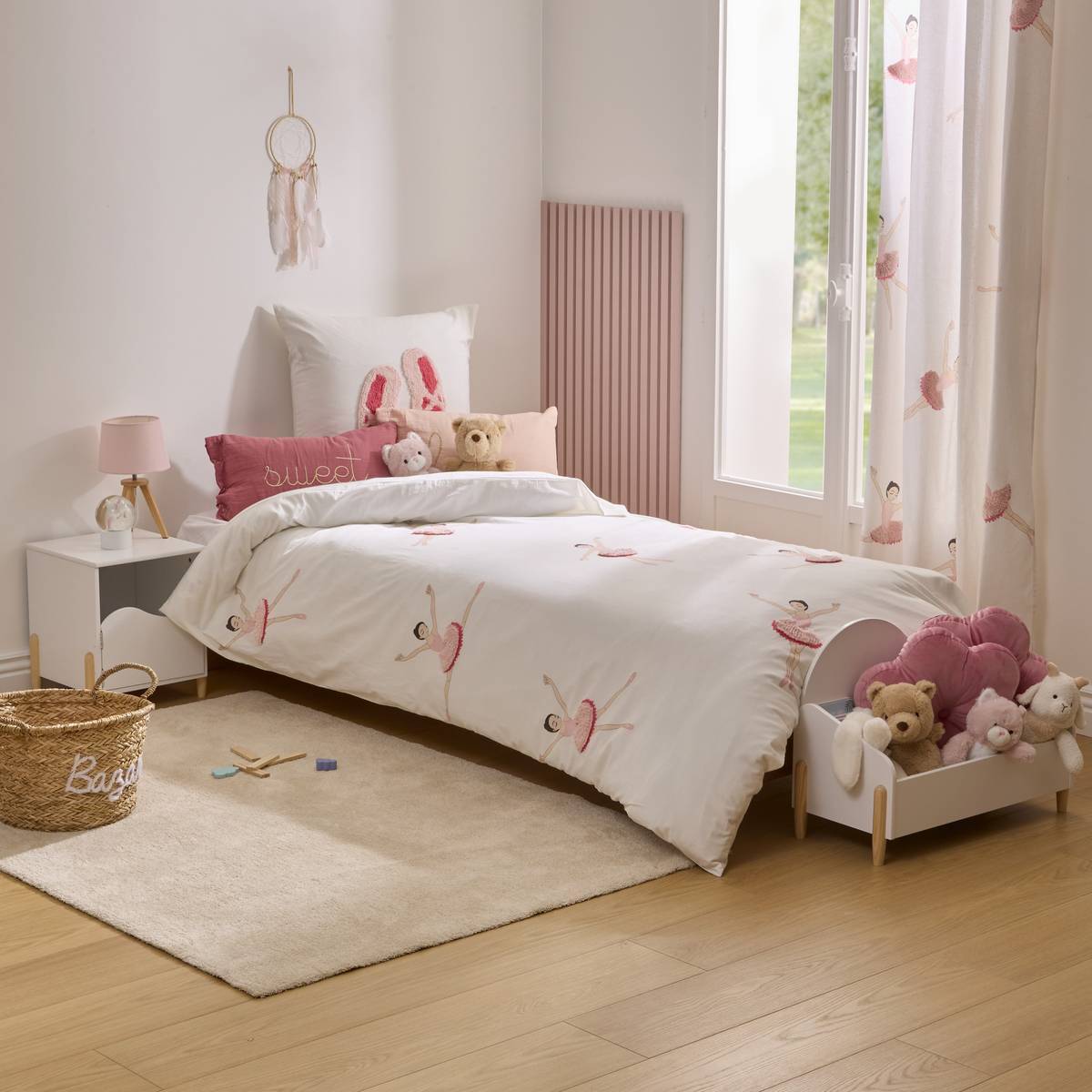 Parure de Lit Tufy 140x200 cm Blanc Imprimé Ballerine