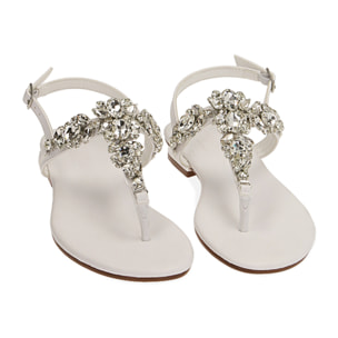 Sandalias planas joya blancas