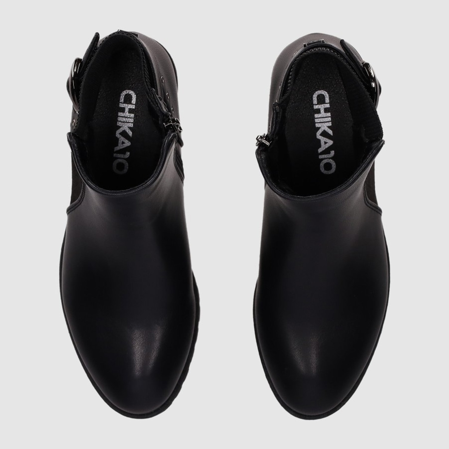Botines de Piel Sintética - Negro - Tacón: 3 cm