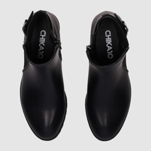 Botines de Piel Sintética - Negro - Tacón: 3 cm