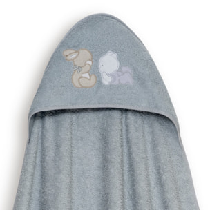 Capa Baño 1X1 Mod Oso Tumbado Conejito+Gorro Gris