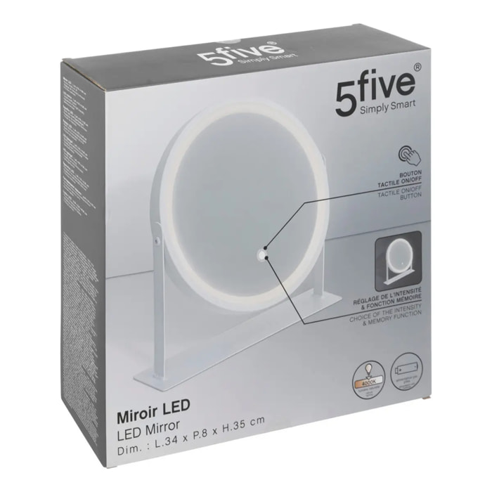 Miroir rond pivotant LED blanc