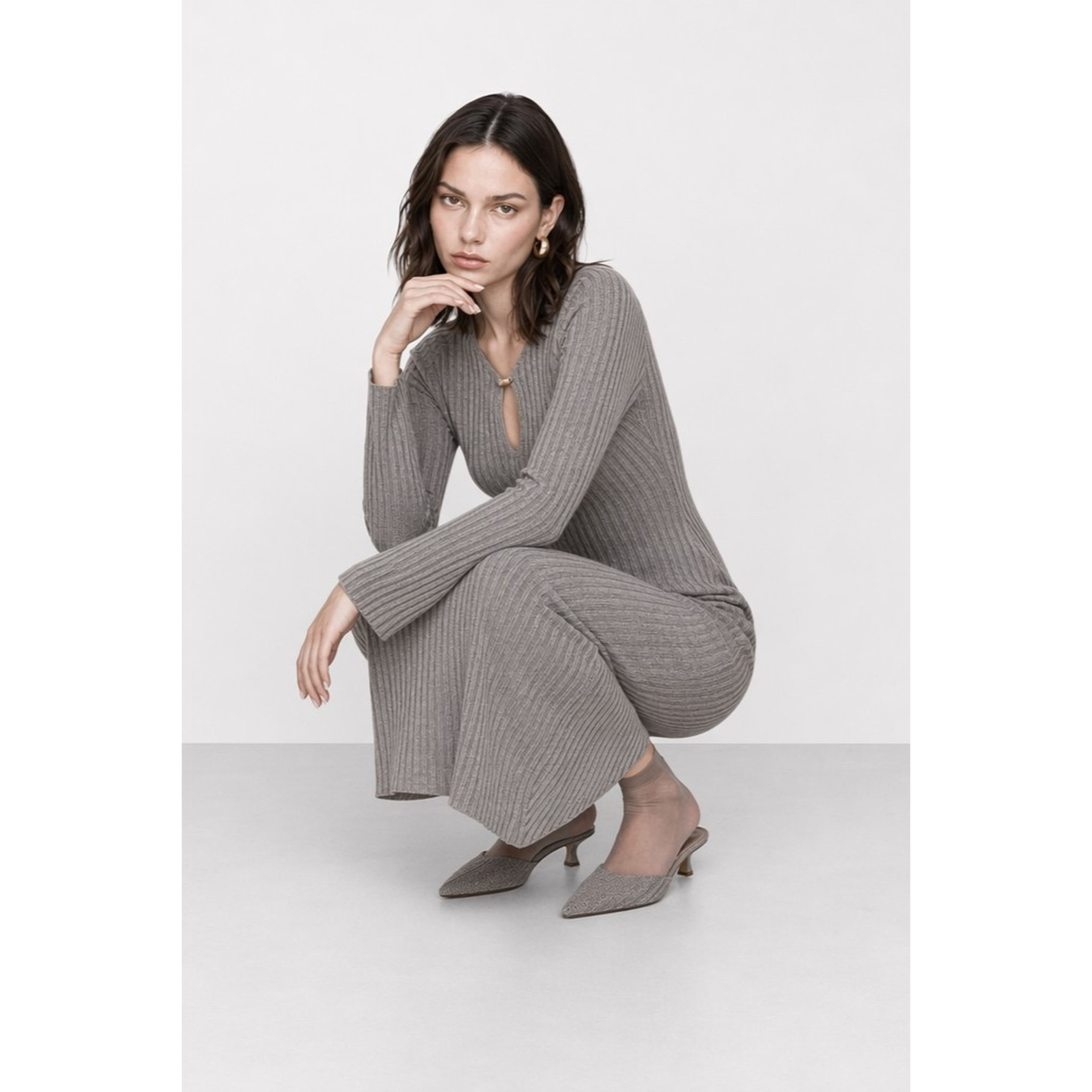 Kocca - Abito in maglia a coste con scollo a goccia Donna
