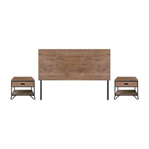 Cabecero individual Industrial Roble boreal – Negro