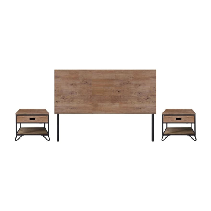 Cabecero individual Industrial Roble boreal – Negro