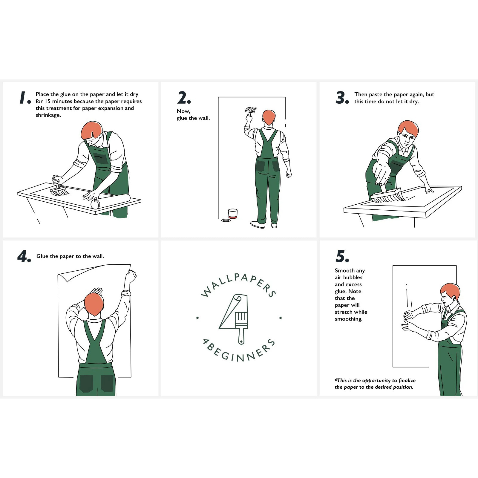 Carta da Parati Illustrazioni Botaniche Nera e Verde