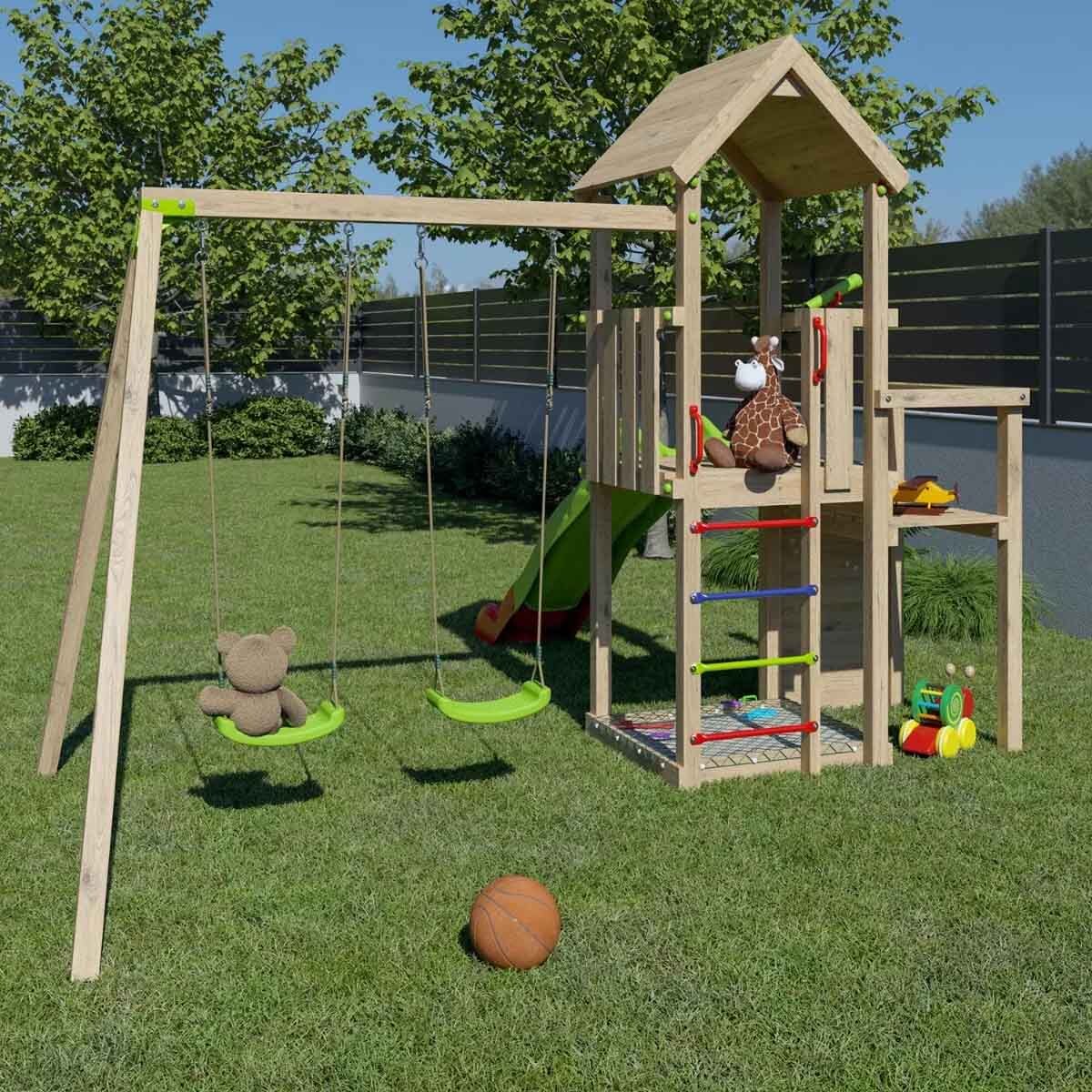 Aire de jeux bois 2,20 m ULTRA XPLORER - 8 enfants