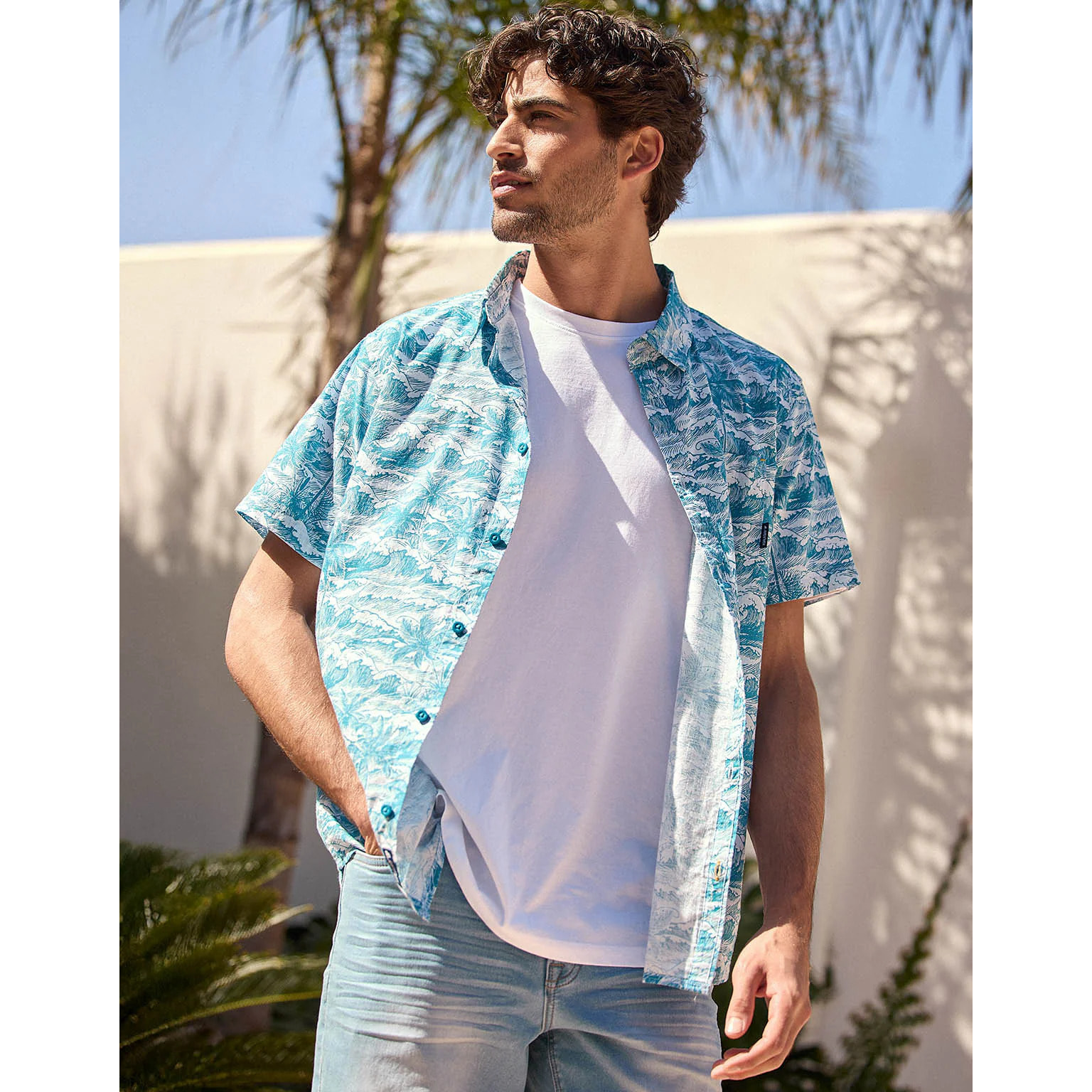 Camisa Manga Corta Azul - Nicoleto
