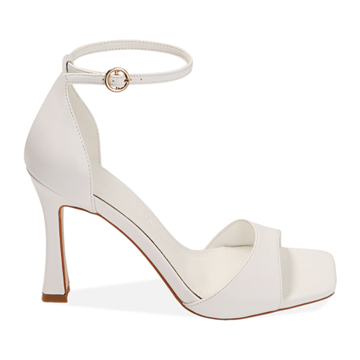 Sandalias de mujer blancas, tacón 9,5 cm.