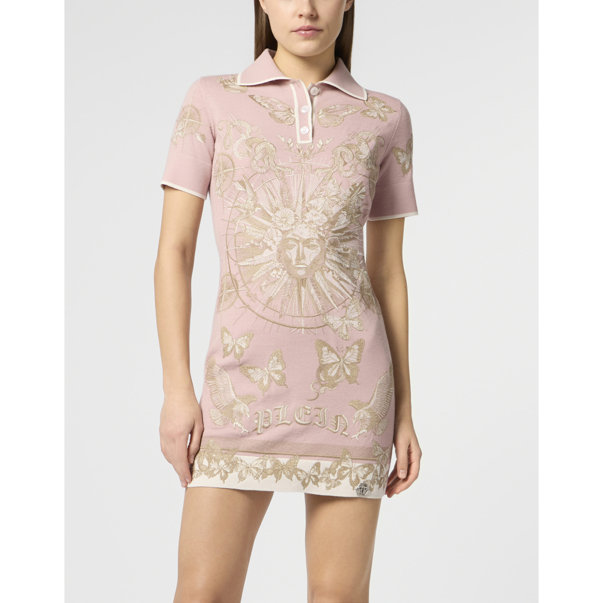 PHILIPP PLEIN Polo Mini Dress Butterfly Tattoo