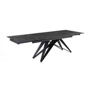 Table extensible en céramique marbré noir L160/240cm - 9 piètements - UNIK