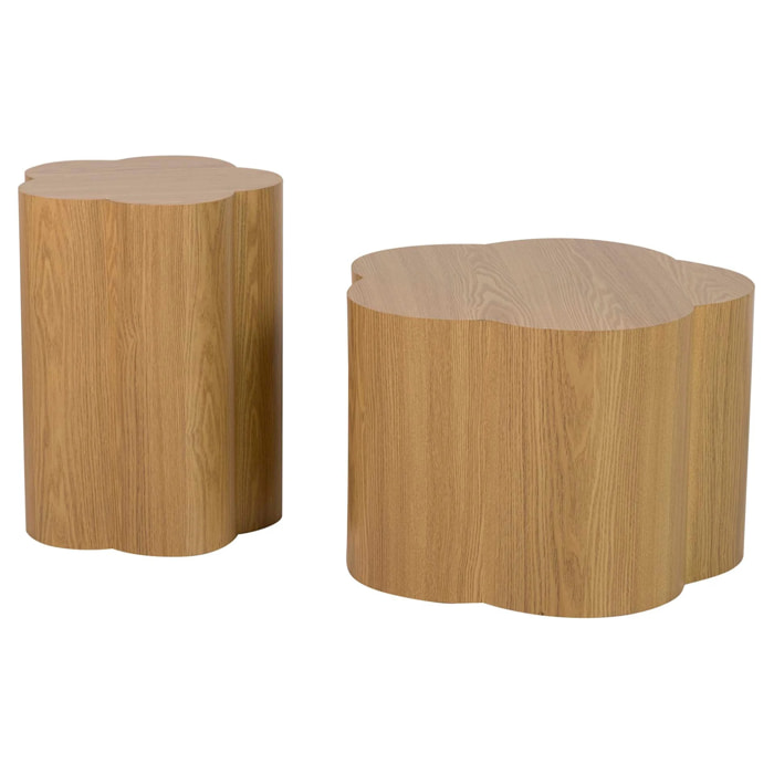 Set 2 Mesas Mdf Marrón 59x59x41 40x40x52 Cm