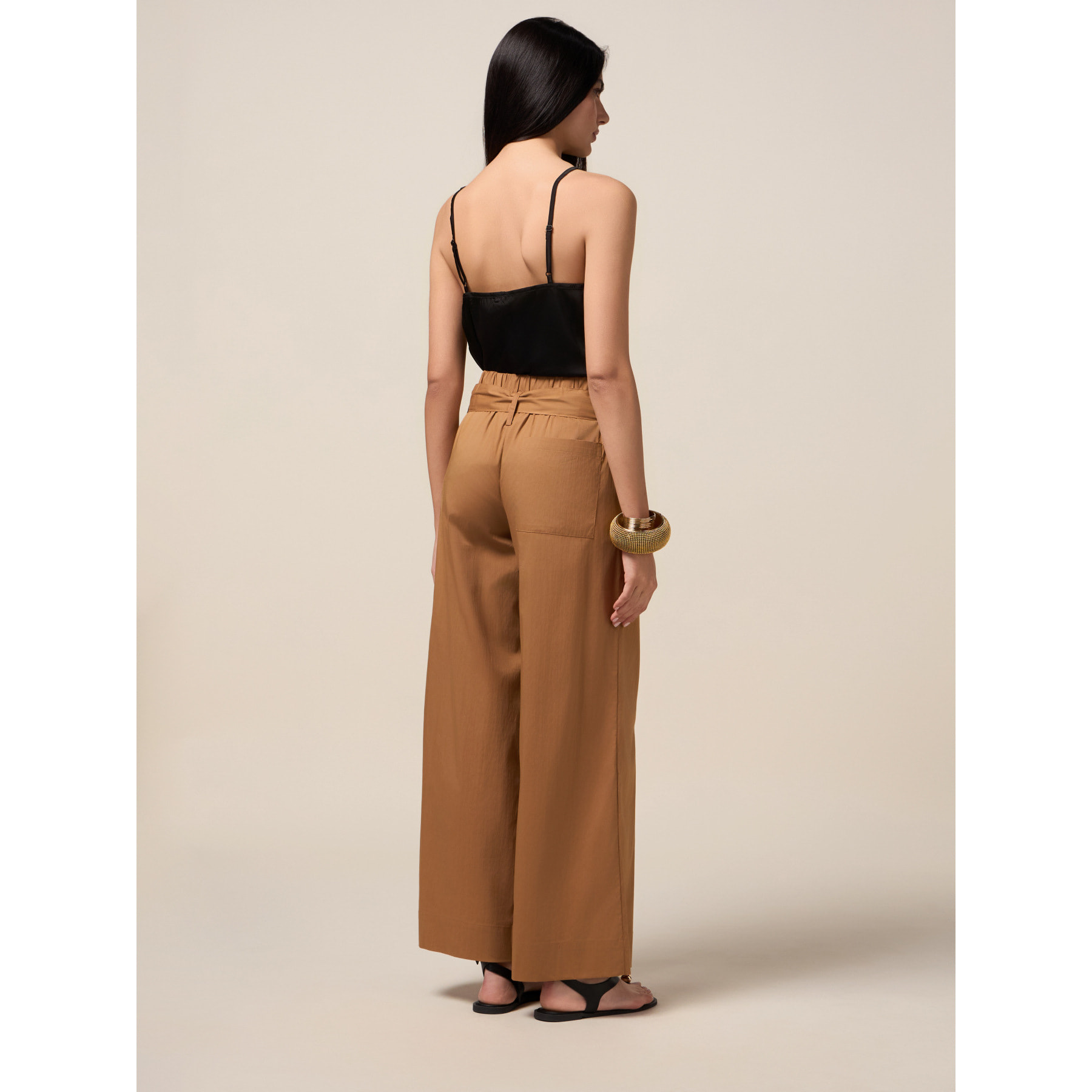 Oltre - Pantaloni palazzo misto cotone - Marrone