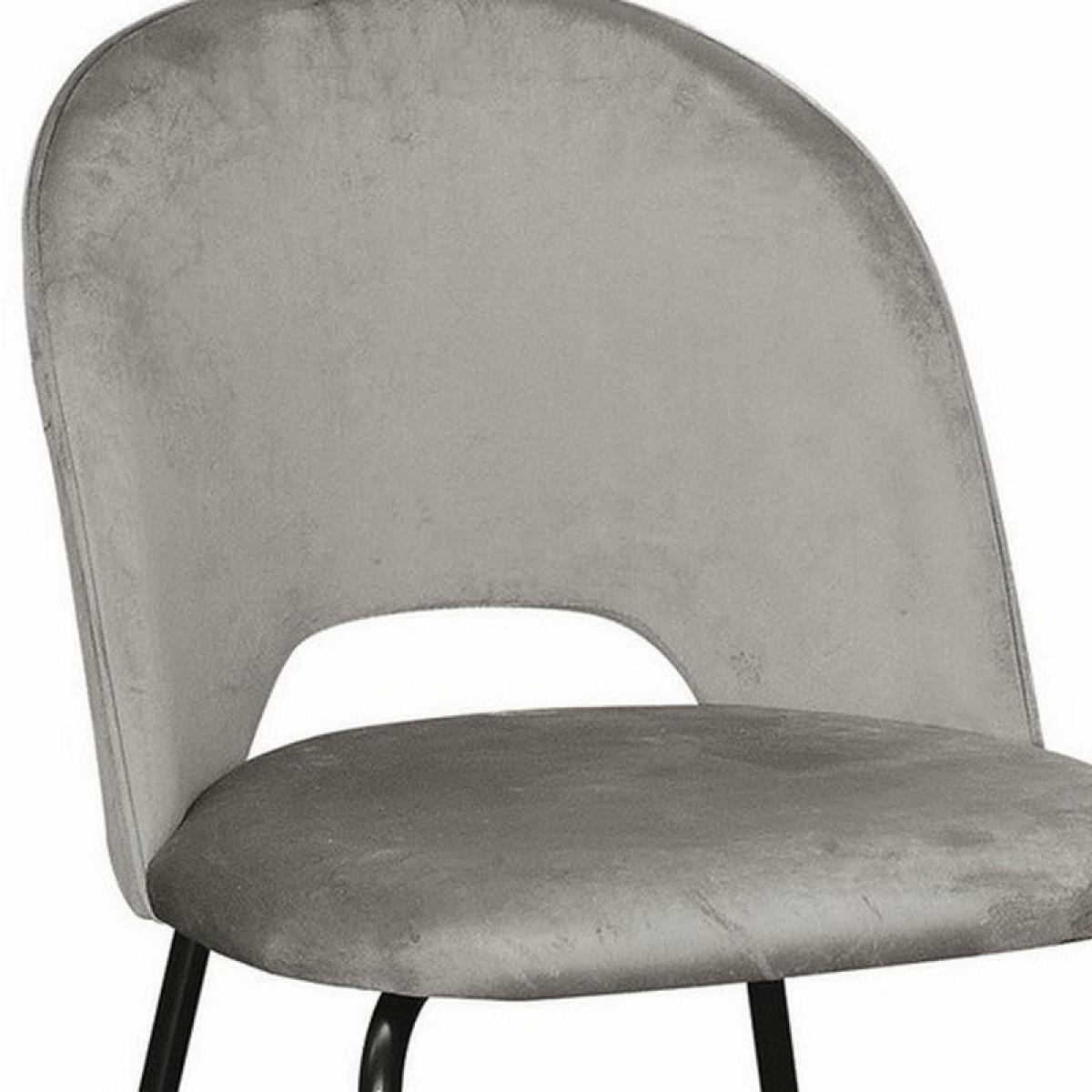 Set di 4 sedie AVALON in tessuto effetto velluto grigio e metallo nero