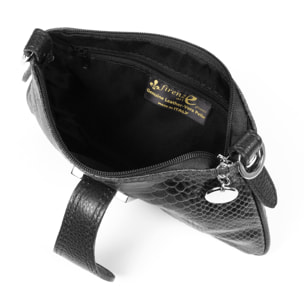 Allerona Bolso de mano Mujer.Piel auténtica Gamuza Grabado Serpiente