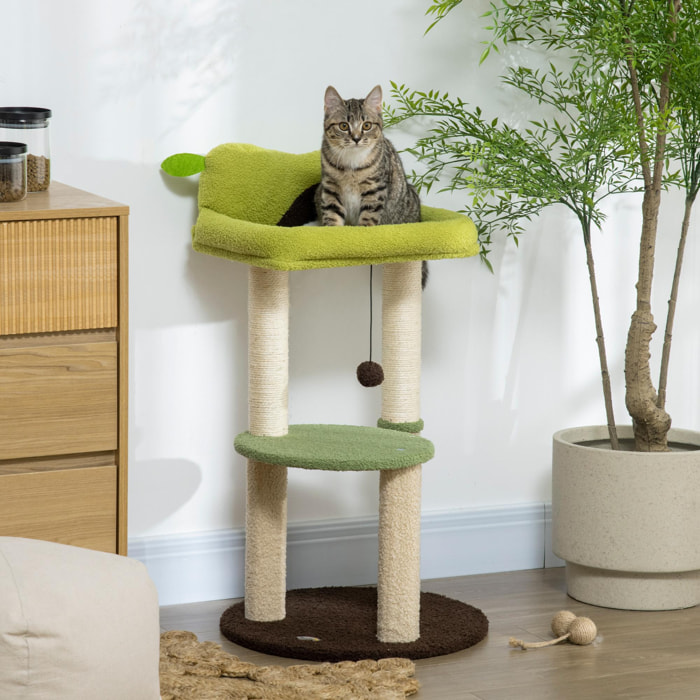 Árbol Rascador para Gatos Altura 83 cm con Cama Forma de Aguacate Bola Colgante