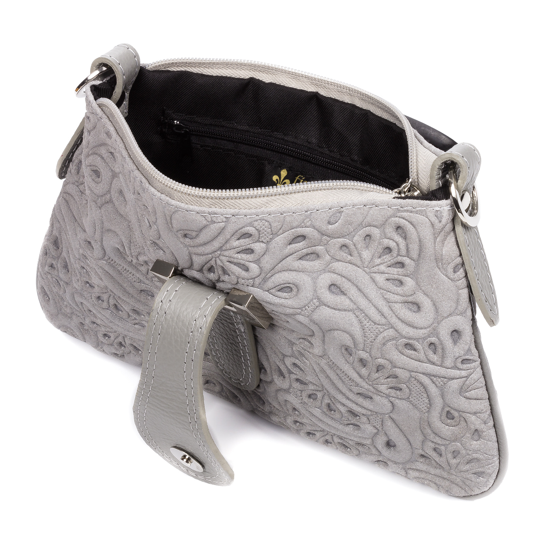 Allerona Bolso de mano Mujer. Piel auténtica Gamuza Grabado Fantasía.