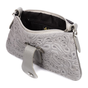 Allerona Bolso de mano Mujer. Piel auténtica Gamuza Grabado Fantasía.