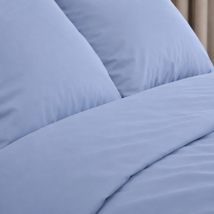 SARTORIALE Completo letto Elegance Tinta Unita in Percalle_Singolo_Blu Cadetto