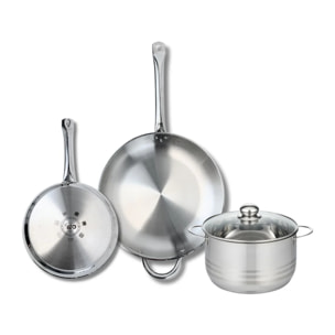 Ensemble de 2 Poêles de cuisson 24 et 32 cm et 1 faitout 20 cm Elo Profi Brillant
