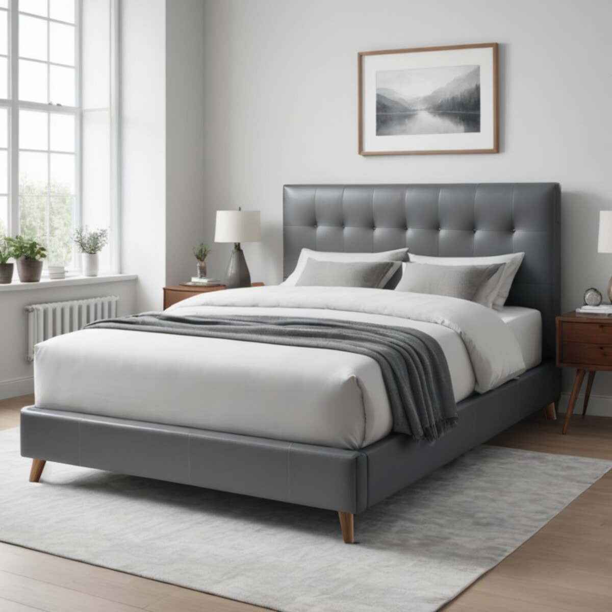 Lit Copa Cabana Simili cuir gris : Sommier Déco, Confort et Design Exceptionnels