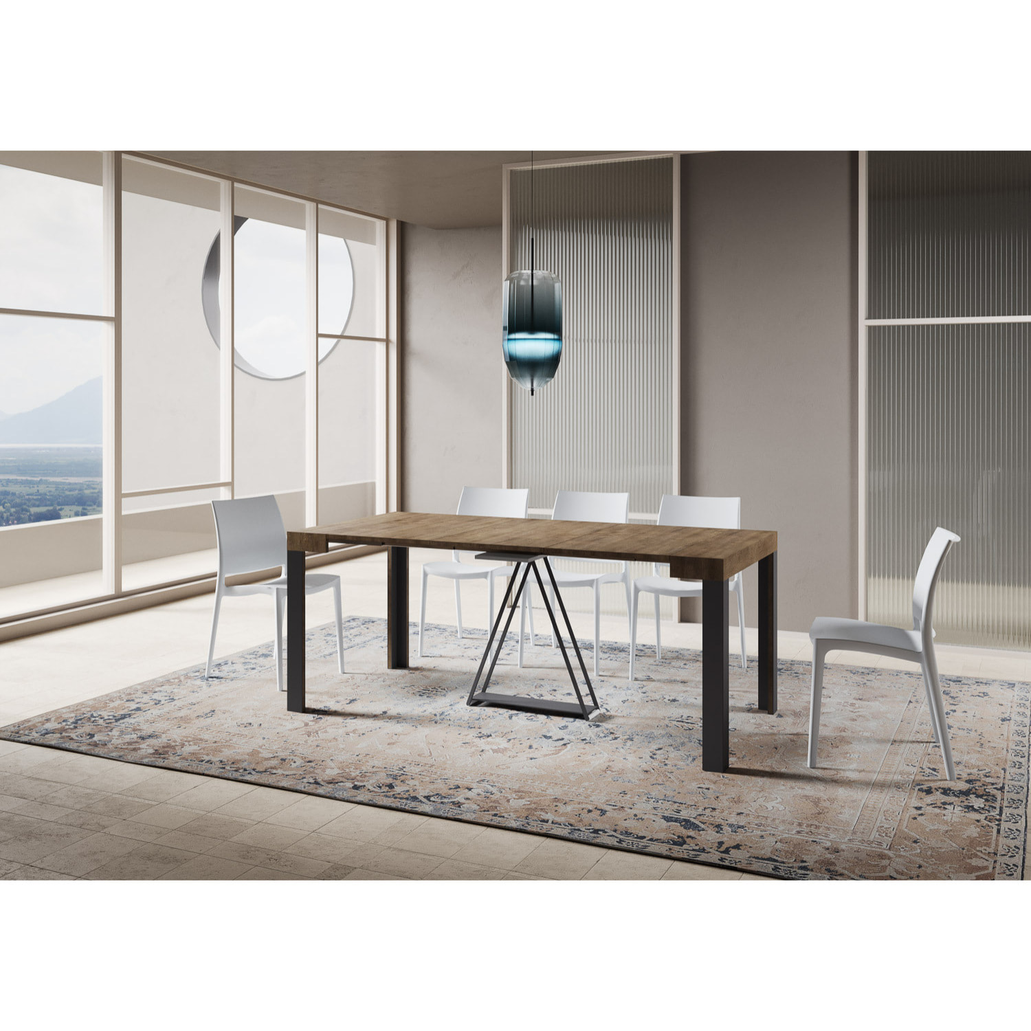 Consola extensible 90x40/300 cm Tarax nogal estructura antracita