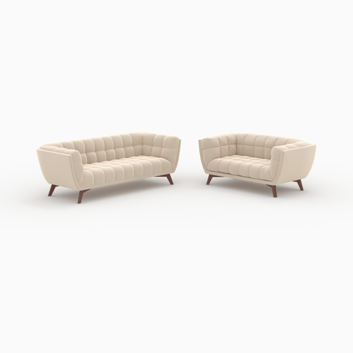 Ensemble canapés en velours beige 5 places - Mona